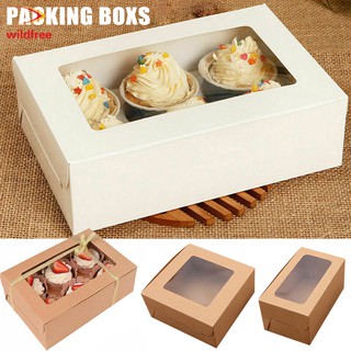 10PCS 2/4/6 Holes Kraft Paper Cupcake Packing Box Muffin Wedding Party Case Holder Box