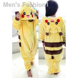 ✉☍Pikachu Pokemon Go Boys Girls Pajamas Sleepwear Kidcartoon Animal Flannel Onesie