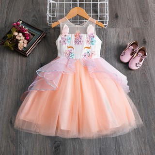 [NNJXD]Unicorn Baby Kids Girl Party Birthday Dress Tulle Prom Gown (1)