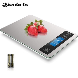 BIEMLERFN 15KG LCD Portable Electronic Kitchen Scale Digital Food Scale Stainless Steel Household We
