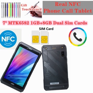 Real NFC PC 7 inch MTK6582 Phone call tablet pc Quad core Dual sim card Android 4.4 Wifi 1024*600 1GB/8GB 5MP Camera