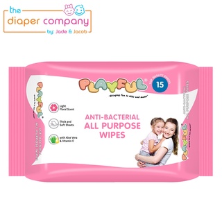 in stock Playful Anti-Bacterial All Purpose Wipes 15's