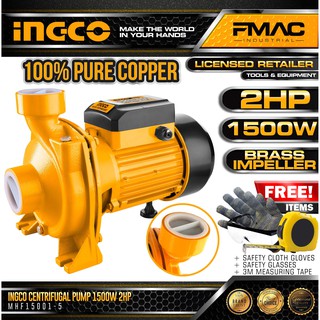 INGCO Centrifugal Pump 100% PURE COPPER 1500W 2HP MHF15001-5 + FREEBIES FMAC⭐⭐⭐⭐⭐