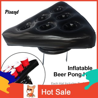 ☼Pi 6-Hole Inflatable Hat Floating Cup Holder Swim Pool Party Supplies for Beer Pong