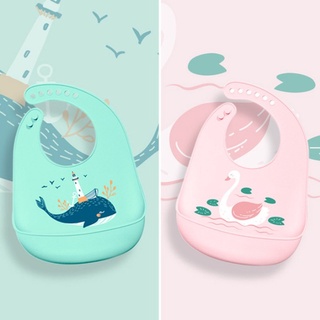 【Ready Stock】◑Silicone Infant Baby Disposable Meal Bib Three-dimensional Waterproof Super Soft Meal
