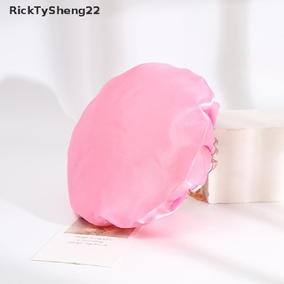 【RT】 Shower Satin Hats Colorful Bath Shower Caps Hair Cover Double waterproof Bathing .