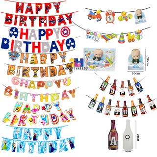 Character banner Happy Birthday Letter Banner Birthday Paper Bunting Decorations party