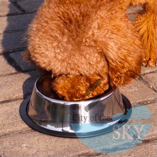 Pet dog cat plain stainless steel food or water bowl(18cm）