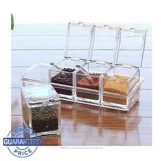 Crystal Clear Seasoning Box Acrylic Spice Rack Storage Container Condiment Jars Cruet with Cover