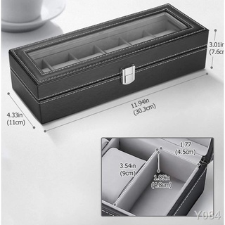 ✴Watch Box 6 Grid Leather Display Jewelry Case Organizer
