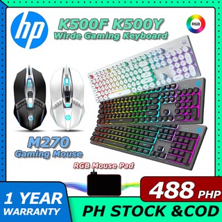 【PH SHOP】HP K500F K500Y Gaming Keyboard Mouse | Back lit | Shortcut function key | Wired | LED Light