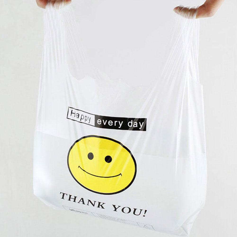50pcs Transparent Bags Shopping Bag Supermarket Plastic Bags With Handle Food Packaging Storage (7)