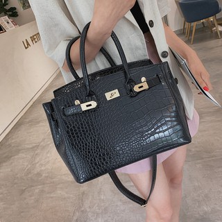 Large bag platinum bag European and American fashion crocodile pattern handbag all-match shoulder handbag messenger bag