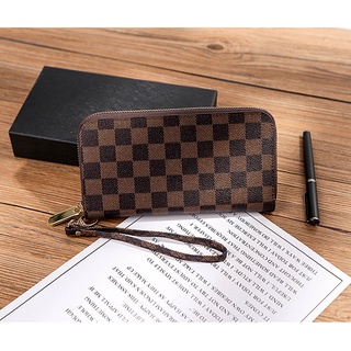 korean bag New product ⊿Women Wallet Korean Checkered Style Long Wallet Zip Around Purse with Hand S (1)