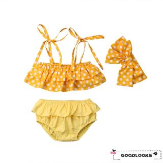 HGL♪3Pcs Toddler Baby Girl Lace Swimwear Bathing Suit Bikini Outfits Swimsuit Set