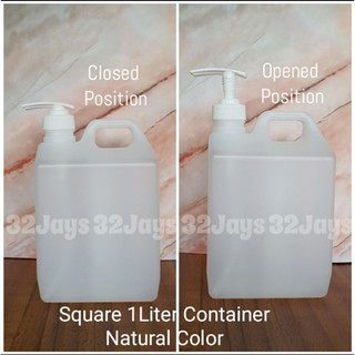 Plastic HDPE 1000ml Square Liquid Pump Empty 1liter Bottle 32Jays