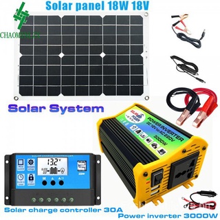 set▼﹉⚡️Fast delivery✈️Solar Power Generation System Dual USB 3000W Solar Inverter+18W Solar Panel+30