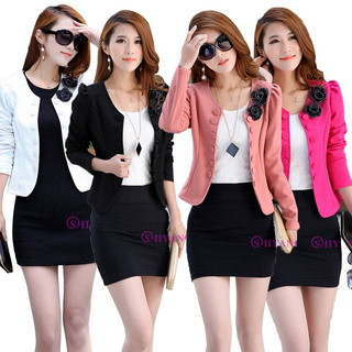 insFashion Cropped Blazer Women Long Sleeve Korean Spring Slim Design Jacket Stylish Trend Pink Coat