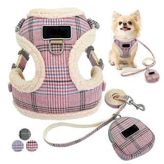 Mesh Padded Dog Harness & Leash Set Free Snack Bag Puppy Walking Leash Pink Blue