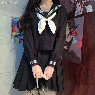 Suit✙☾Orthodox original basic JK uniform skirt black red three sailor suit Japanese long-sleeved sho