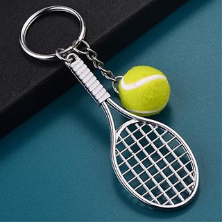 PEWANY for Teenager Tennis Racket Keychain Souvenir Mini Keychain Sports Key Chain Cute Simulation Car Key Chain Key Rings 6 color for Gifts Tennis Ball/Multicolor (9)