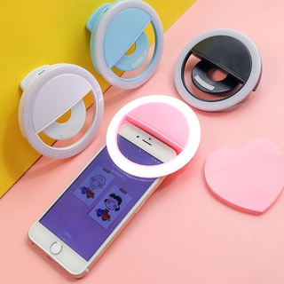 Ring Fill Light Selfie LED USB Charge Portable Mobile Phone Lamp Flashes Lens 3 Levels Luminous Clip
