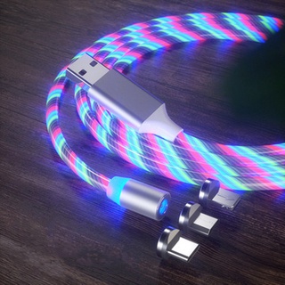 Magnetic charging Mobile Phone Cable Flow Luminous Lighting cord charger Wire for iPhone LED Micro U