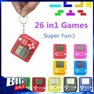 Konsol Game Tetris Mini Portable dengan Layar LCD + Gantungan Kunci untuk Edukasi Anak (1)