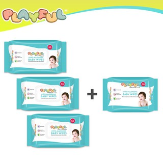 hot sale PLAYFUL Hypo-Allergenic Baby Wipes 55's x 3 packs + FREE PLAYFUL Hypo-Allergenic Baby Wipes