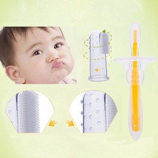 Baby Soft Silicone Finger Toothbrush & Brush Clean Teeth Set Infant Oral Care