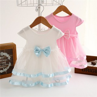 Baby Cotton Dress Bowknot Rompers Infant Clothes Jumpsuit