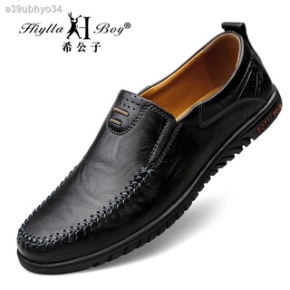 ۞Autumn men s casual leather shoes men s hollow breathable men s shoes Korean leather peas shoes men