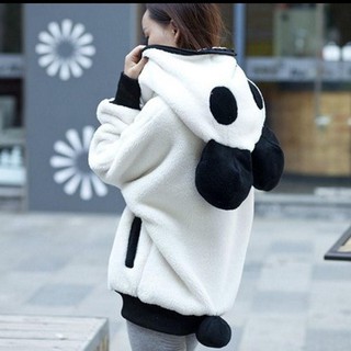 NJEY MALL Korean style for Women Girls Lady Cute Bear Ear Panda Winter Warm Hoodie Coat Women Hooded