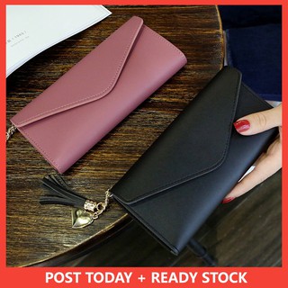 【Stock】 Women Purse Korean Leather Wallet Purse Zip Card Holder Wallet