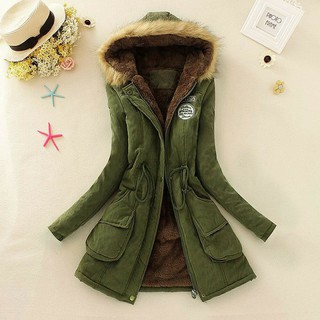 Women Coats Warm Winter Jackets Fur Collar Long Parkas Hoodies Casual Outwear (3)