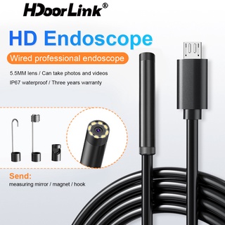 HdoorLink 7mm Endoscope Camera Flexible IP67 Waterproof 6LEDs Adjustable Micro USB Inspection Borescope Camera for Android PC Notebook