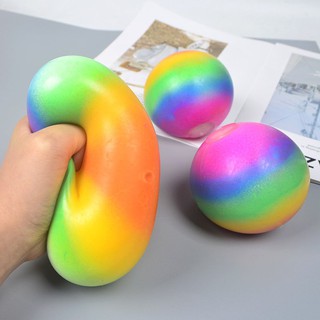 Creative Colorful Vent Ball Spongy Rainbow Ball Fidget Toy Stress Relief Toys Men Women Decompression Toy Sensory Toys Simple Dimple Squishy