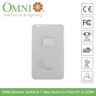 OMNI Dimmer Switch & 1-Way Switch in Plate P2-S13/DM-PK