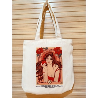 Zodiac Sign Canvas Tote Bags with zipper and pocket