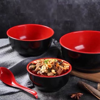 [ 3 Pcs ] Japanese Style Ramen /Miso Soup Melamine Bowl 2 tone Red & Black