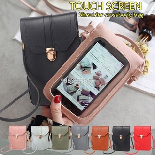 [Popular Women Mobile Phone Crossbody Bag] [Can Touch Cell Phone Screen Design] [PU Leather material