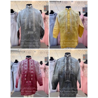 Monochromatic Chinese collar Organza Barong (Computerized Embroidery)