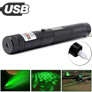 Green laser Pointer USB Rechargeable Built-in battery High Power Visible Beam with Adjustable Focus