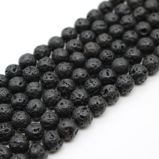 Natural Black Volcanic Lava Rock Stone Round Beads For Jewelry Making DIY Bracelet