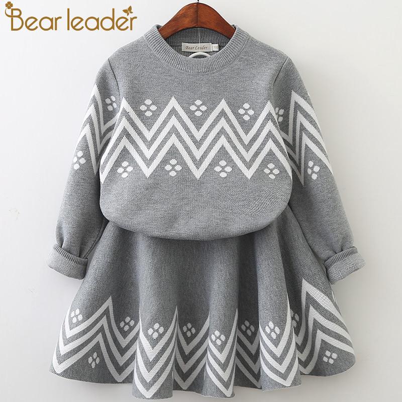 Bear Leader Winter Long Coat Tutu Dress Sweater Knitwear Set