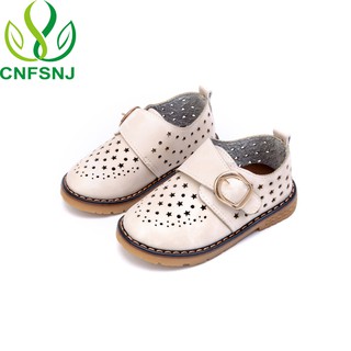 Children leather boys girls Hollow breathable single shoes (5)
