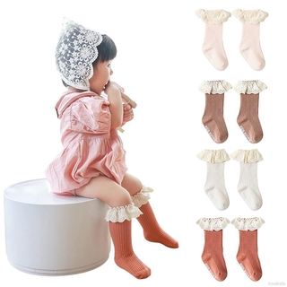 LOK03293 Baby Socks Toddlers Girls Knee High Princess Long Soft Cotton Lace Socks Baby Girl Socks