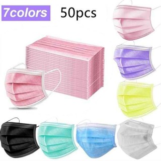 3ply colored Disposable Surgical face Mask Blue/Grey/Black/Green/Violet/Yellow/Pink 50pcs