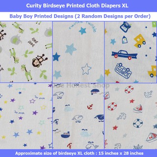 Curity Birdseye Printed Designs Cloth Diaper XL (Lampin)