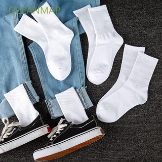 OCEANMAP Fashion Sports Socks Harajuku Solid Colors Skateboard Socks Couples Unisex Socks Personality Casual Black White Cotton Knitted Hosiery/Multicolor
